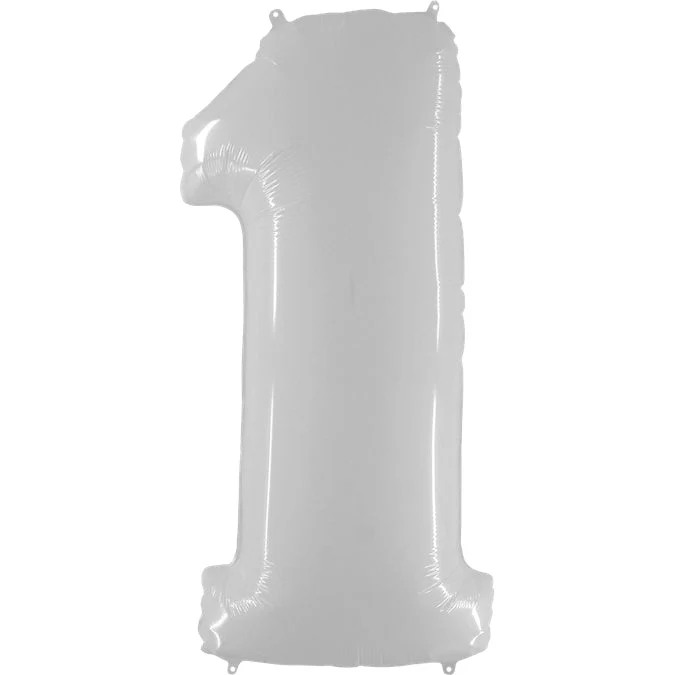 40" (34" Inflated) Foil Shape Balloon Number 1 Bright White
