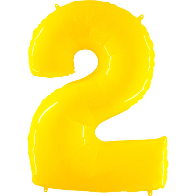 40" (34" Inflated) Foil Shape Balloon Number 2 Fluorescence Yellow