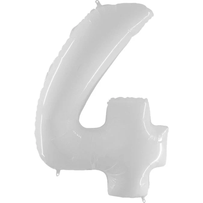 40" (34" Inflated) Foil Shape Balloon Number 4 Bright White