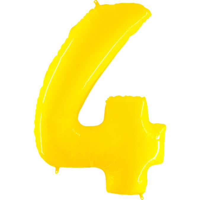 40" (34" Inflated) Foil Shape Balloon Number 4 Fluorescence Yellow