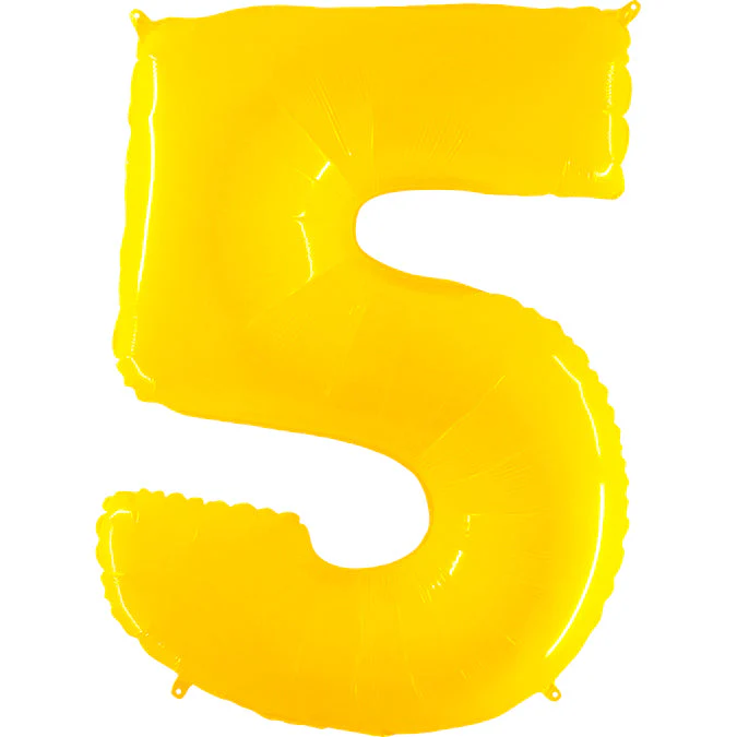 40" (34" Inflated) Foil Shape Balloon Number 5 Fluorescence Yellow