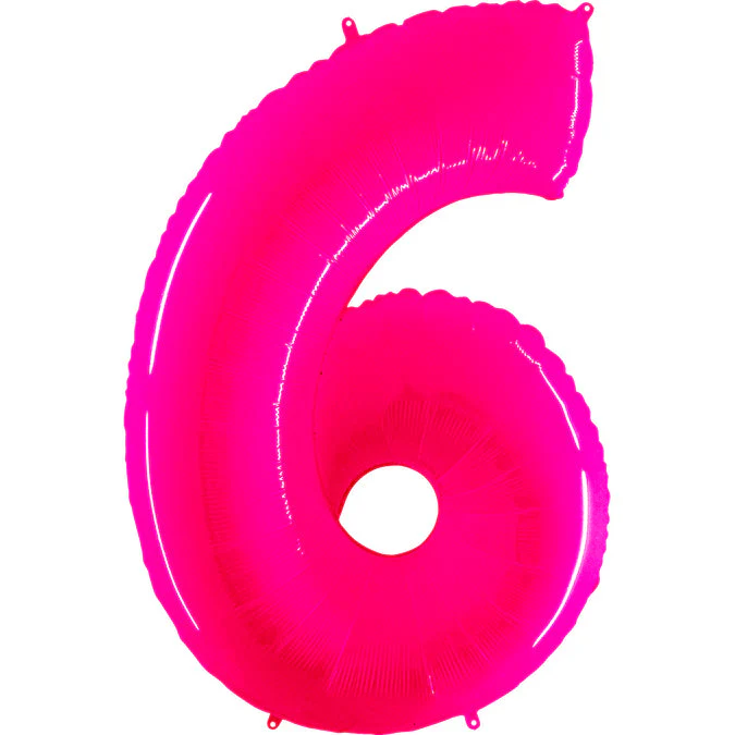 40" (34" Inflated) Foil Shape Balloon Number 6 Fluorescence Pink
