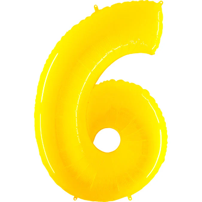 40" (34" Inflated) Foil Shape Balloon Number 6 Fluorescence Yellow