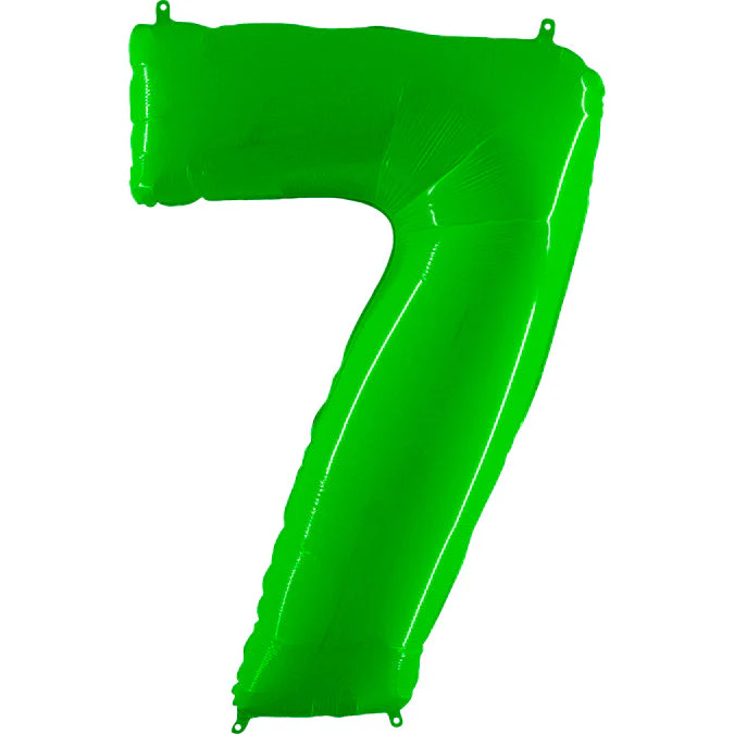 40" (34" Inflated) Foil Shape Balloon Number 7 Fluorescence Lime
