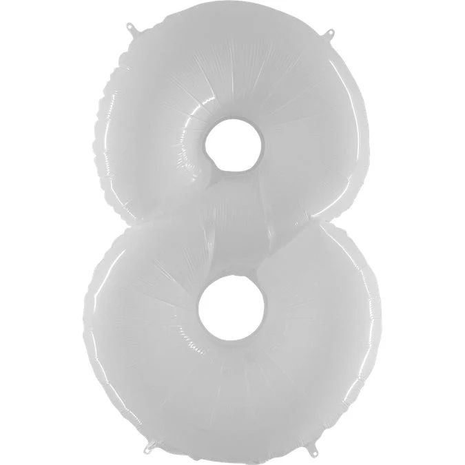 40" (34" Inflated) Foil Shape Balloon Number 8 Bright White