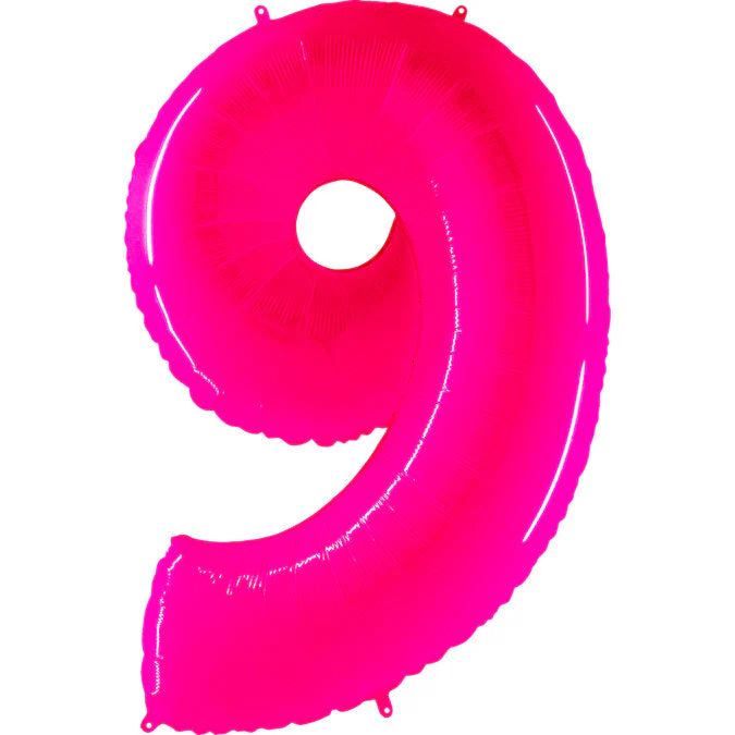40" (34" Inflated) Foil Shape Balloon Number 9 Fluorescence Pink
