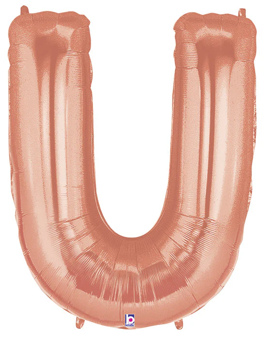 40" (34" Inflated) Foil Shape Megaloon Balloon Letter U Rose Gold