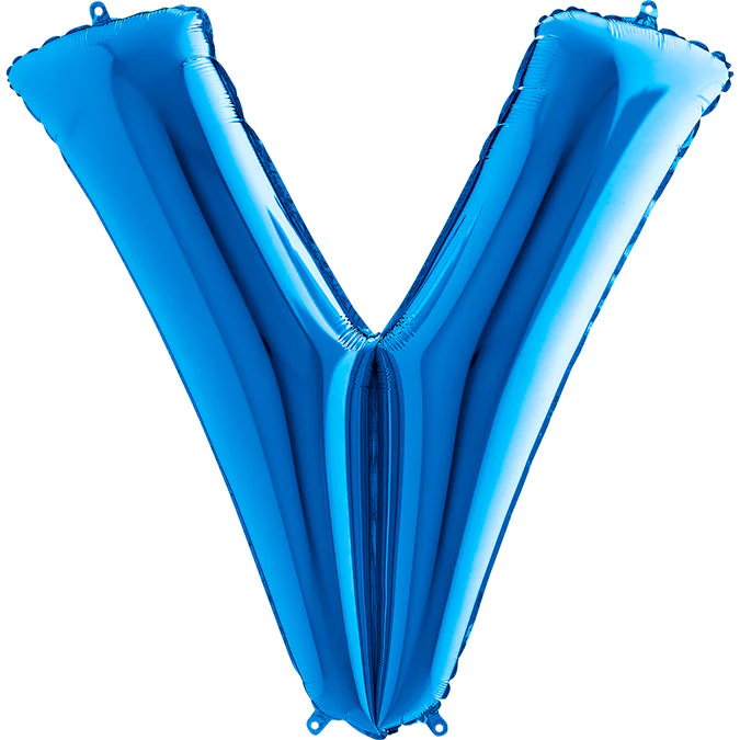 40" (34" Inflated) Foil Shape Megaloon Balloon Letter V Blue