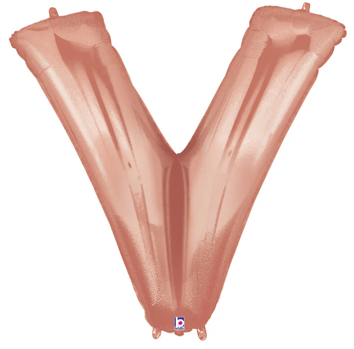 40" (34" Inflated) Foil Shape Megaloon Balloon Letter V Rose Gold