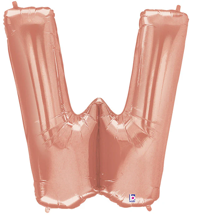 40" (34" Inflated) Foil Shape Megaloon Balloon Letter W Rose Gold
