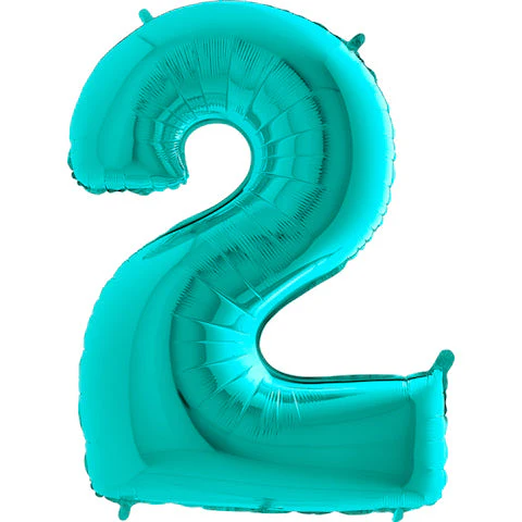 40" (34" Inflated) Foil Shape Megaloon Balloon Number 2 Tiffany Blue