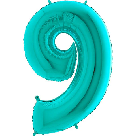 40" (34" Inflated) Foil Shape Megaloon Balloon Number 9 Tiffany Blue