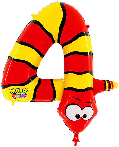 40" Number 4 "Snake" Jumbo Balloon (Packaged)