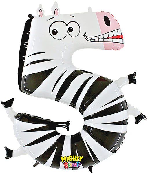 40" Number 5 "Zebra" Jumbo Balloon (Packaged)