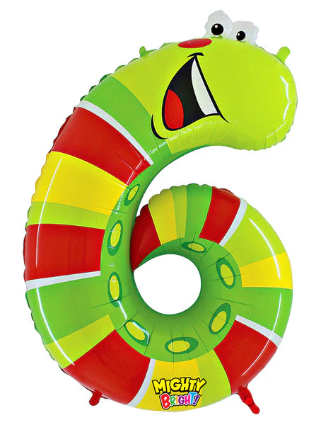 40" Number 6 "Caterpillar" Jumbo Balloon (Packaged)