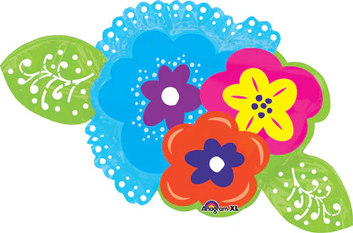 40" Jumbo Bright Flowers Balloon Packaged