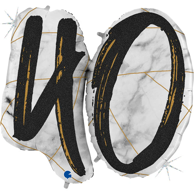40" (34" Inflated) Marble Mate Numbers 40 Black Foil Balloon