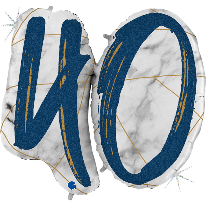40" (34" Inflated) Marble Mate Numbers 40 Blue Foil Balloon