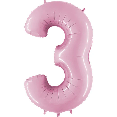 40" (34" Inflated) Megaloon Foil Shape Number 3 Baby Pink Balloon