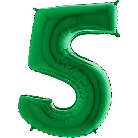 40" (34" Inflated) Megaloon Foil Shape 5 Green Number Balloon