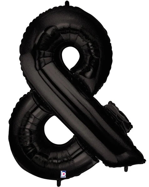 40" (34" Inflated) Megaloon Foil Shape Balloon Black Ampersand