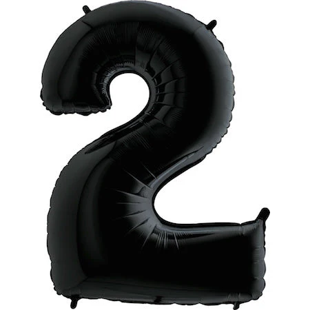 40" (34" Inflated) Megaloon Foil Shape Number Polybagged 2 Black Balloon