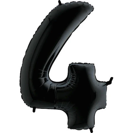 40" (34" Inflated) Megaloon Foil Shape Number Polybagged 4 Black Balloon