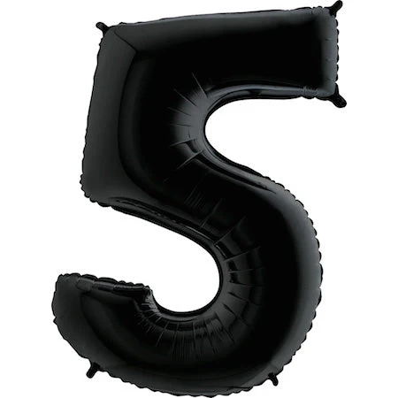 40" (34" Inflated) Megaloon Foil Shape Number Polybagged 5 Black Balloon