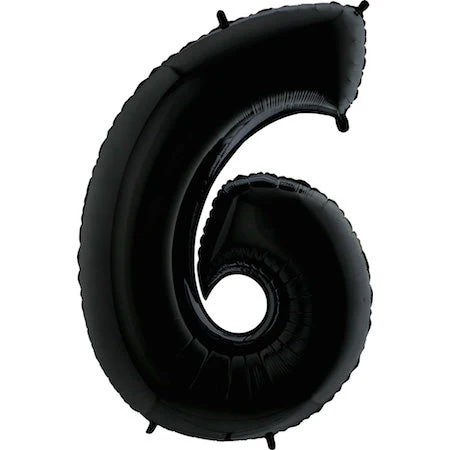 40" (34" Inflated) Megaloon Foil Shape Number Polybagged 6 Black Balloon