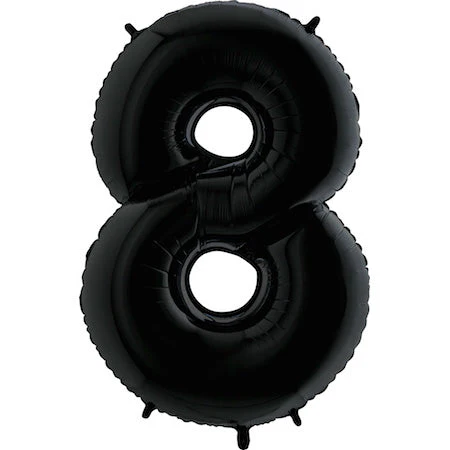 40" (34" Inflated) Megaloon Foil Shape Number Polybagged 8 Black Balloon