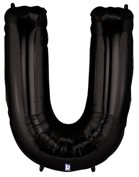 40" (34" Inflated) Megaloon Large Foil Letter Shape Balloon U Black