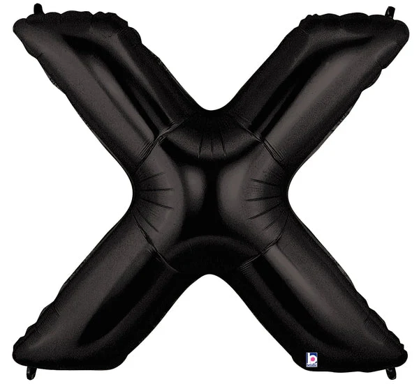 40" (34" Inflated) Megaloon Large Foil Letter Shape Balloon X Black