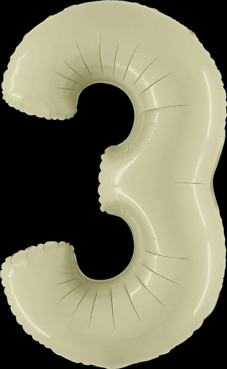 40" (34" Inflated) Number "3" Satin Olive Green Foil Balloons