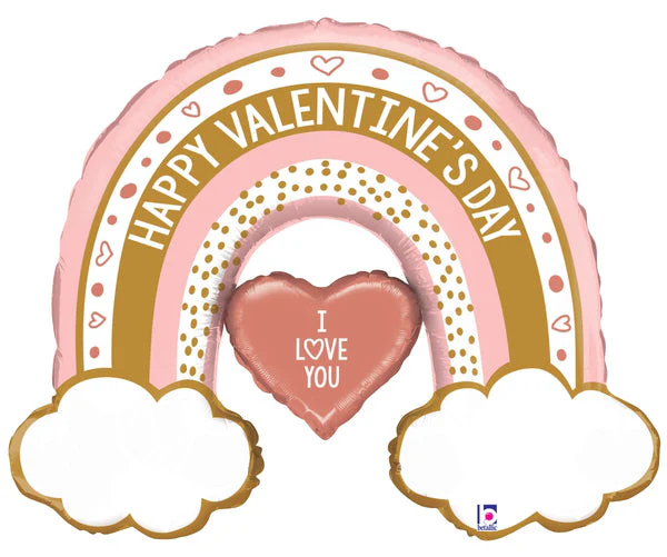 40" Rose Gold Valentine Rainbow Foil Balloon