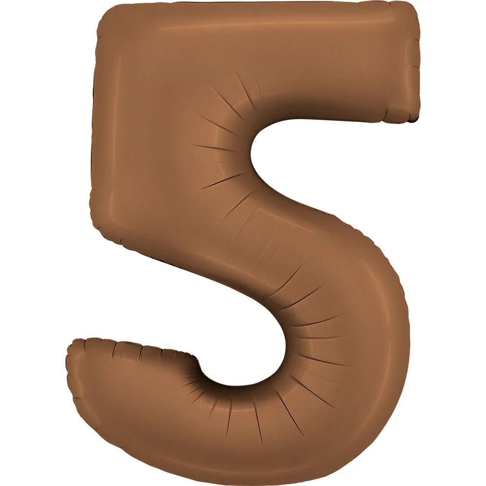 40" (34" Inflated) Number "5" Satin Chocolate Brown Foil Balloons