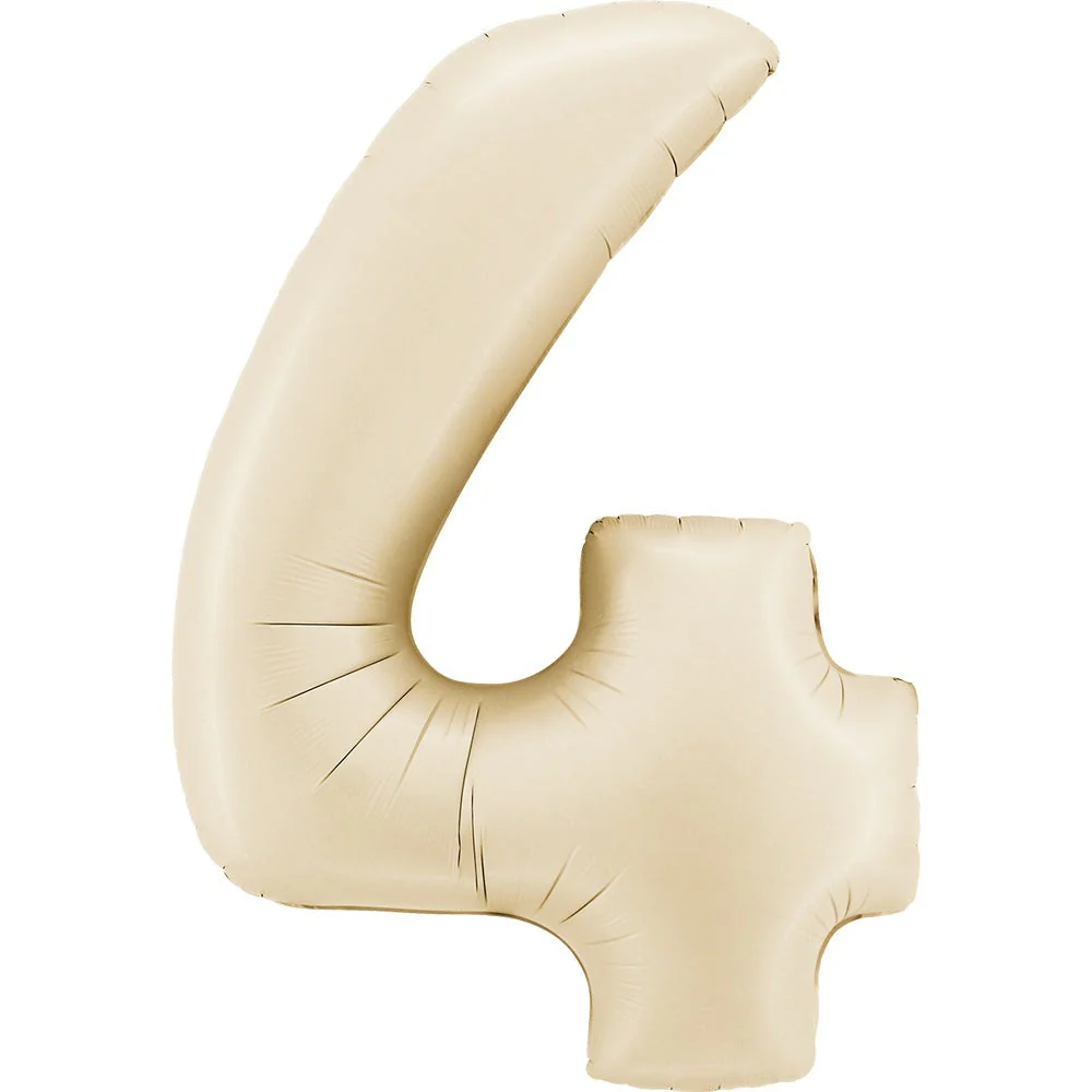 40" (34" Inflated) Number "4" Satin Cream Foil Balloons