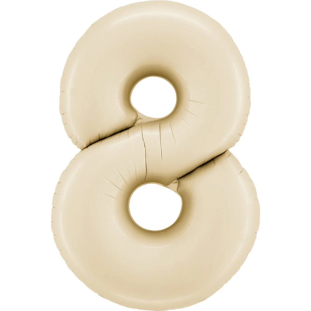 40" (34" Inflated) Number "8" Satin Cream Foil Balloons