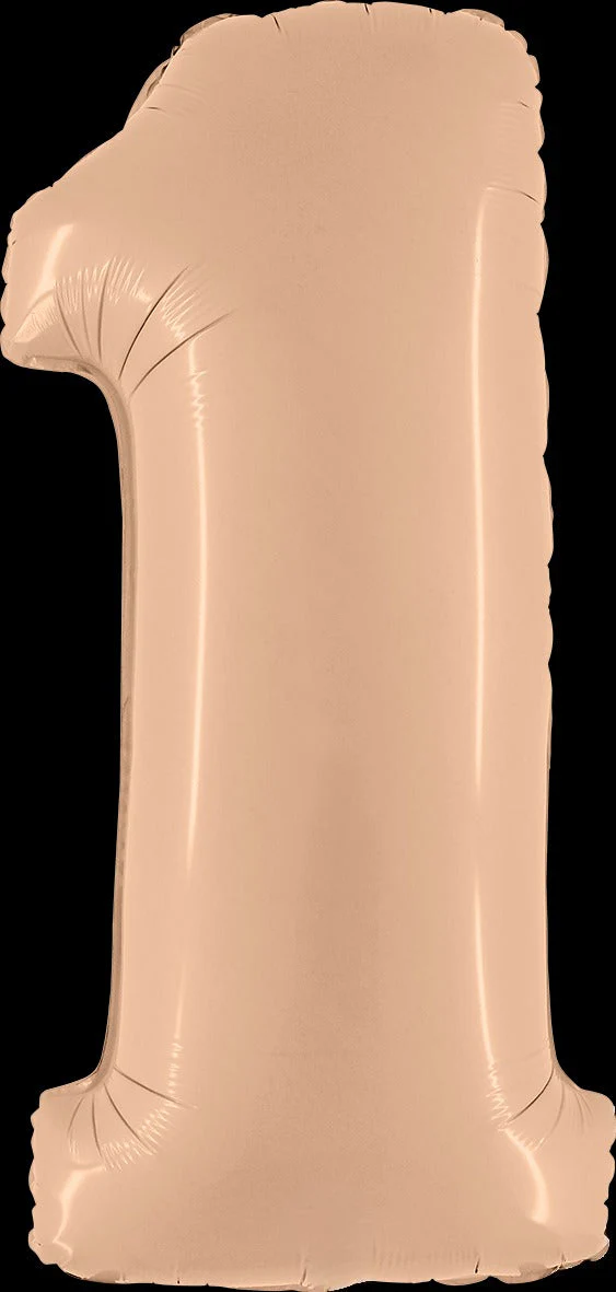 40" (34" Inflated) Number "1" Satin Nude Foil Balloons