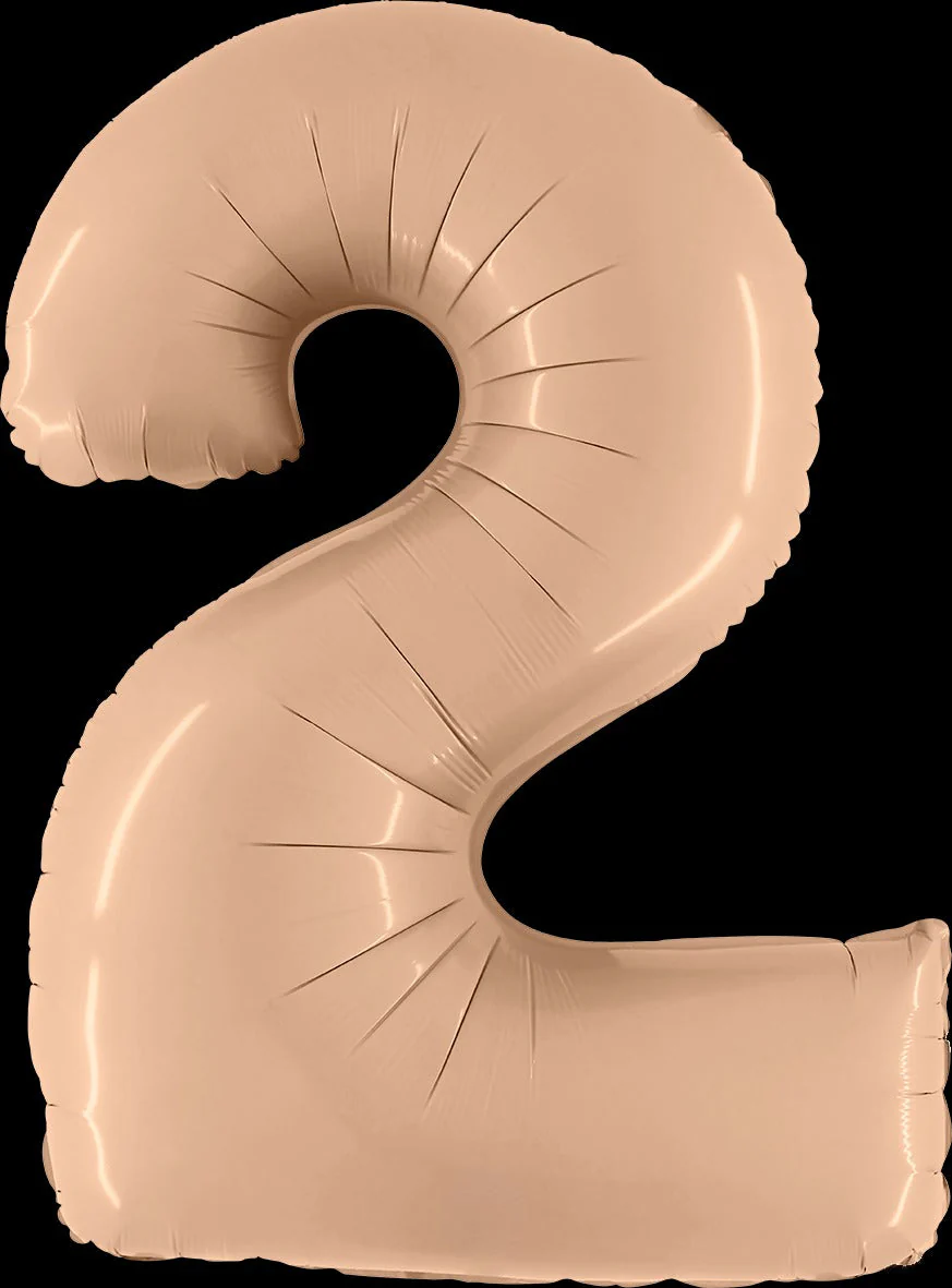 40" (34" Inflated) Number "2" Satin Nude Foil Balloons
