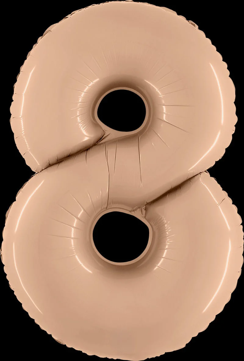 40" (34" Inflated) Number "8" Satin Nude Foil Balloons