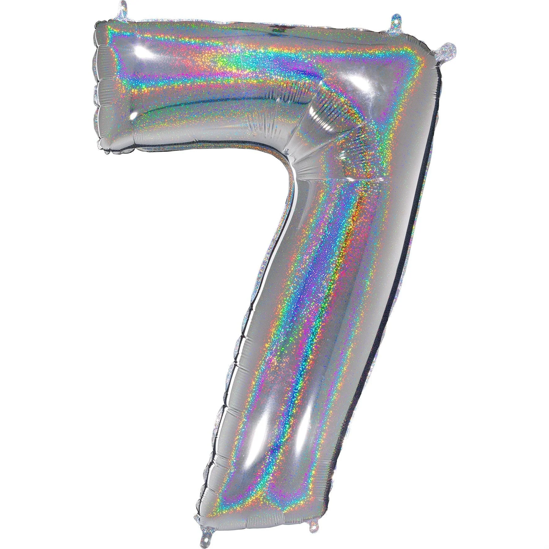 40" (34" Inflated) Number "7" Silver Glitter Holographic Balloons