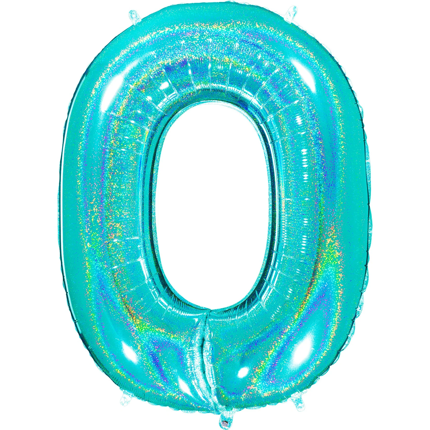 40" (34" Inflated) Number "0" Tiffany Glitter Holographic Balloons