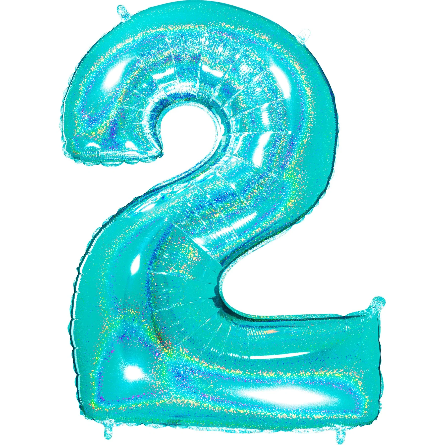 40" (34" Inflated) Number "2" Tiffany Glitter Holographic Balloons