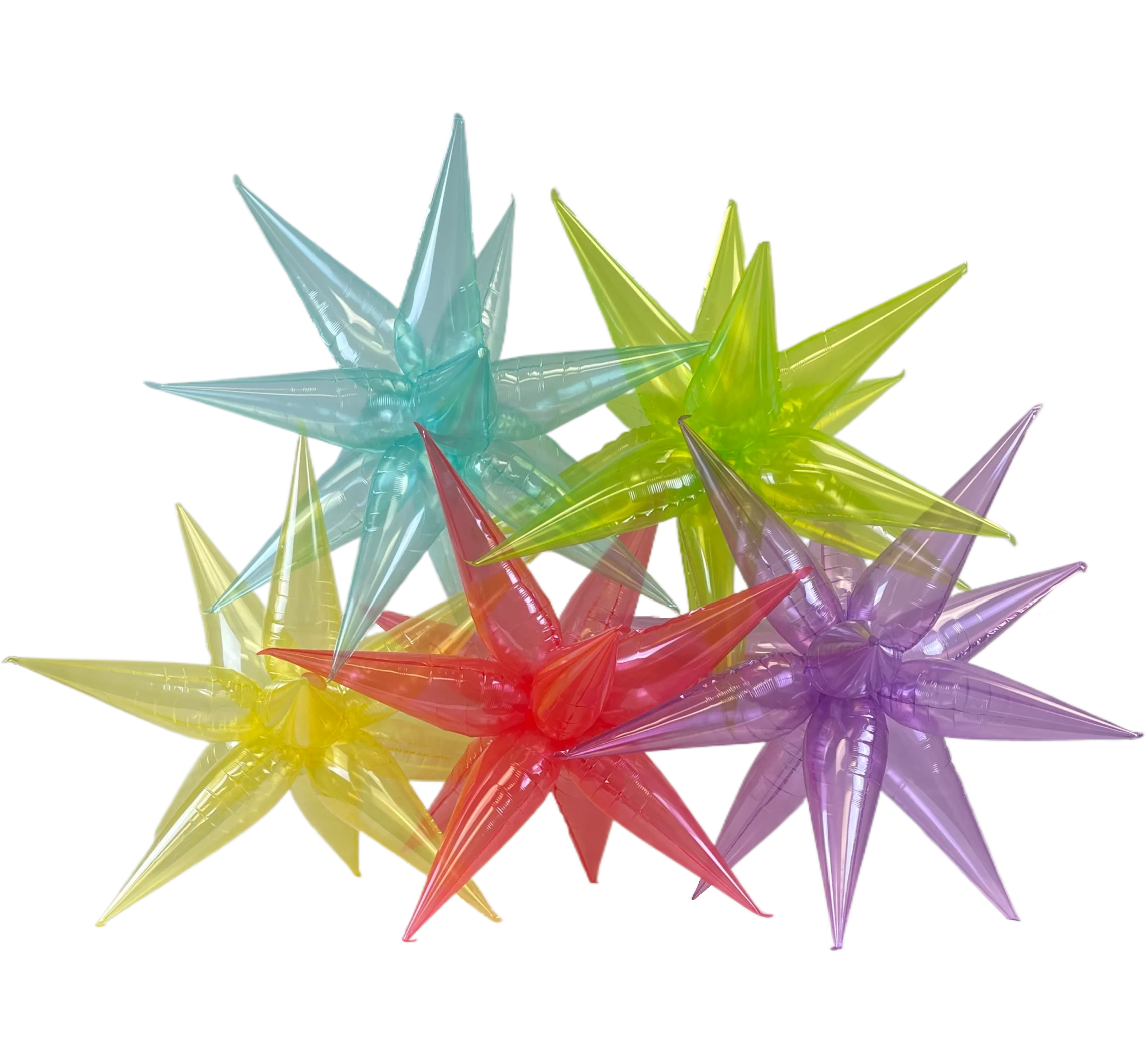 40" Airfill Decor Only Aqua Green Semi Transparent Crystal Starburst  (12 Piece Kit) Balloon - Image 3