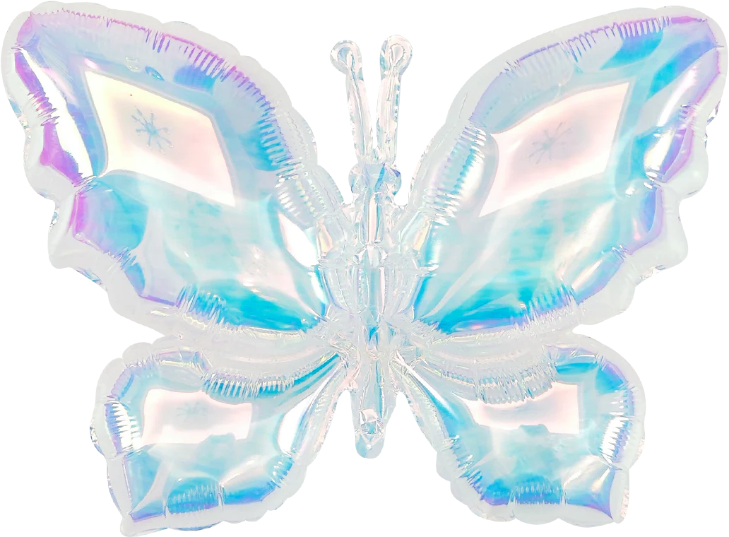 40" Airfill Only Iridescent White Butterfly Balloon