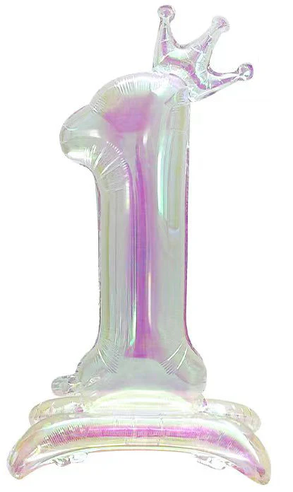 40" Iridescent Standing Number "1" With Crown Balloon