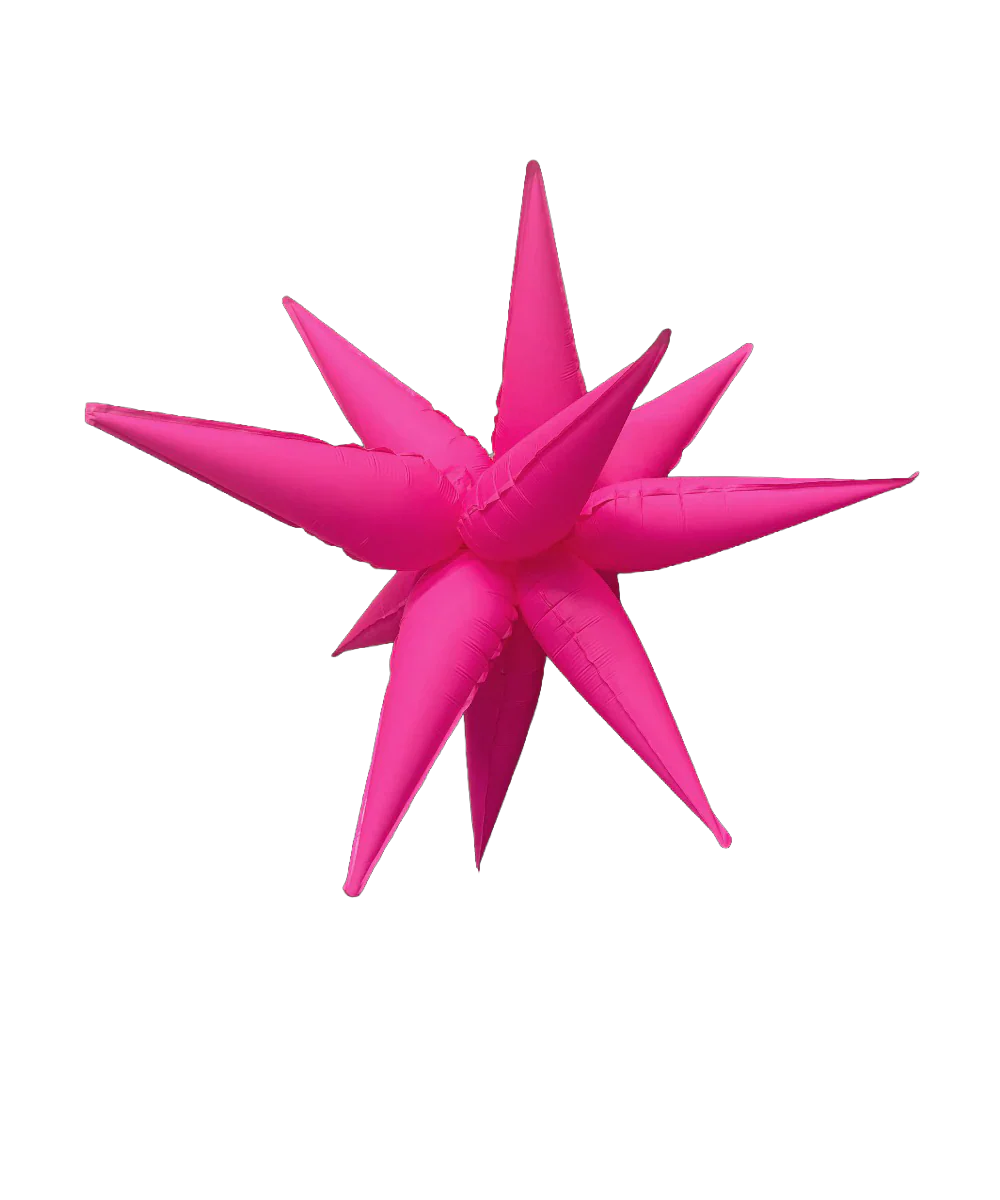40" Airfill Only Neon Pink Deco Starburst (12 Piece Kit) Balloon