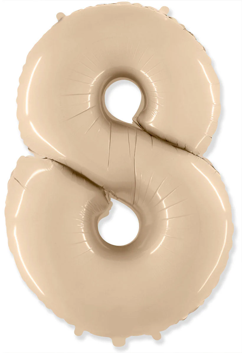 32" Inflated (40" Uninflated Approx) Satin Cream Number "8" Foil Balloon Flexmetal
