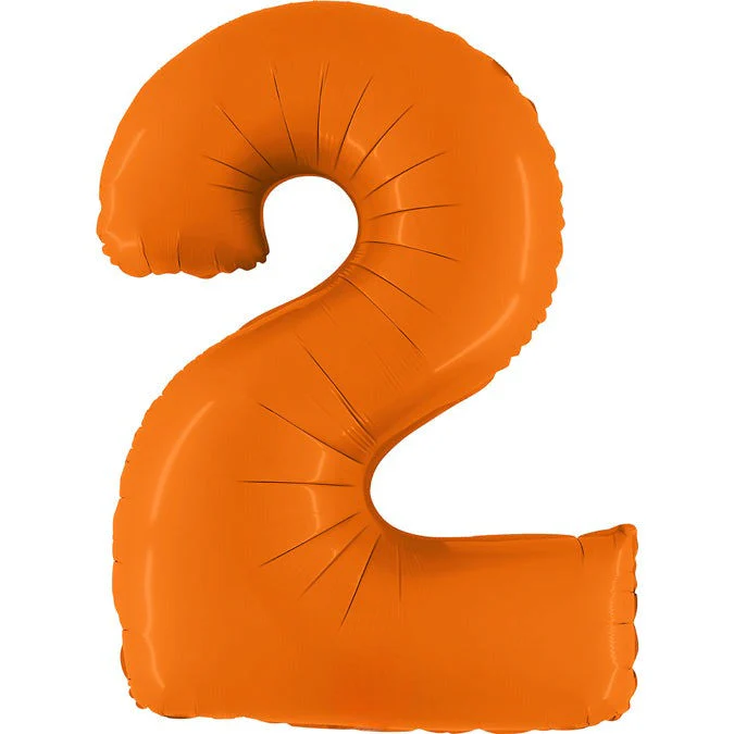 40" (34" Inflated) Number 2 Matte Orange Foil Balloon