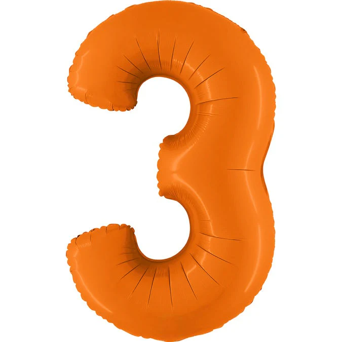 40" (34" Inflated) Number 3 Matte Orange Foil Balloon